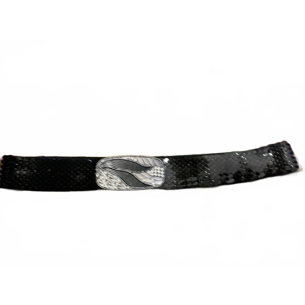 Vintage Elegant Black Sequined Belt with Decorative Silver Buckle - Picture 11 of 11